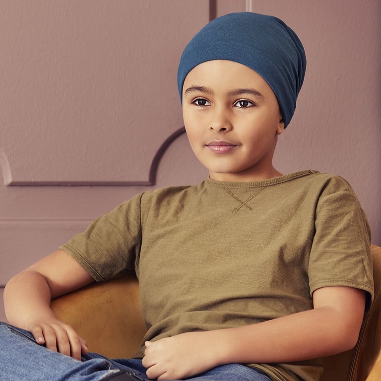 Turban detský Petite Peanut Bunny, vzor Legion Blue (vek od 6 do 12 rokov)