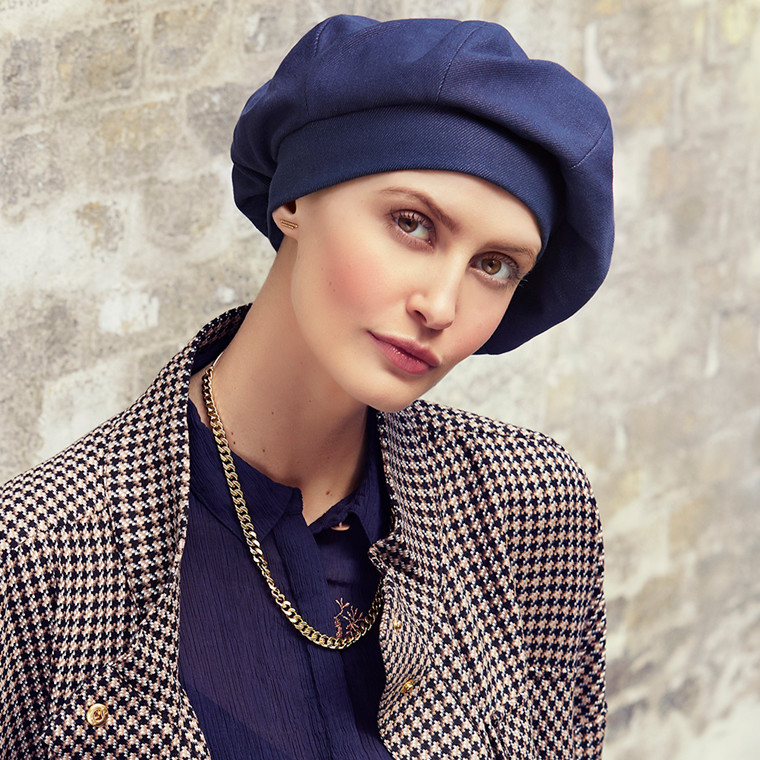 Baretka Viva Headwear Marie Beret, vzor Blue Denim