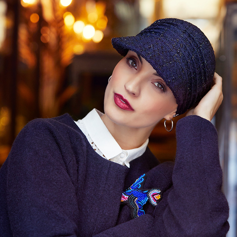 Čapica Boho Pandora, vzor Blue/Black