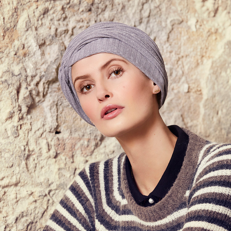 Turban Christine Rosa, vzor Grey Melange