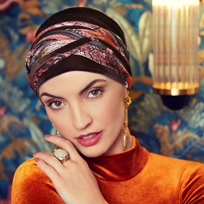 Turban Boho Scarlett Velvet set, vzor Dark Brown