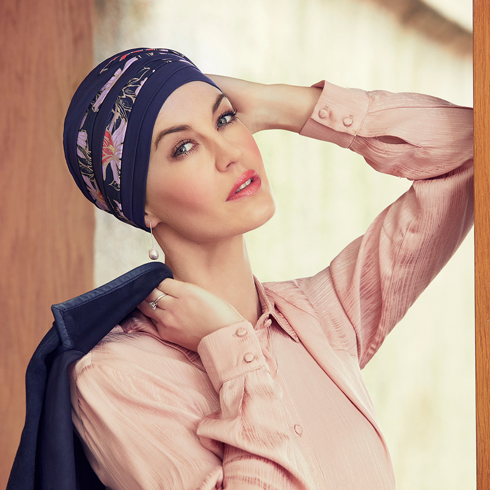 Turban Christine Headwear Shanti, vzor Blue Flowering