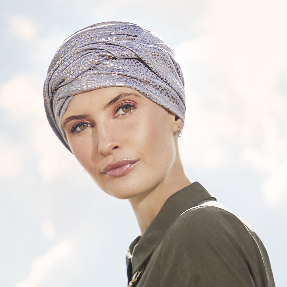 Turban Viva Headwear ZOYA vzor Grey Melange w/Glitter 