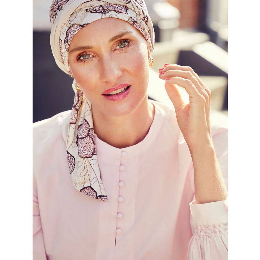 Turban Christine Headwear Beatrice, vzor Blooming Pinks