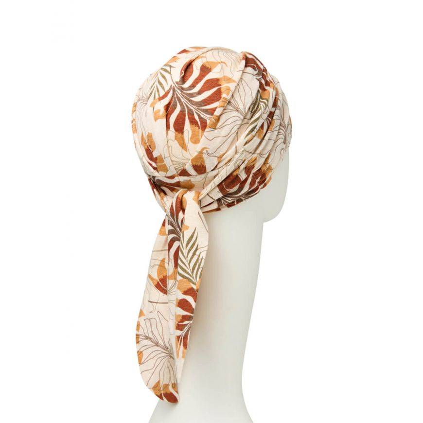 Beatrice Turban Vzor Beige Leafs