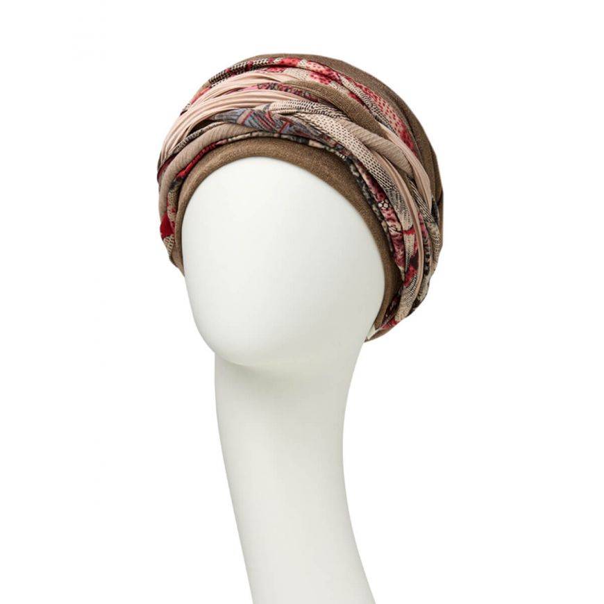 Scarlett- Boho Turban set, vzor Caramel & Flowerpot Mix