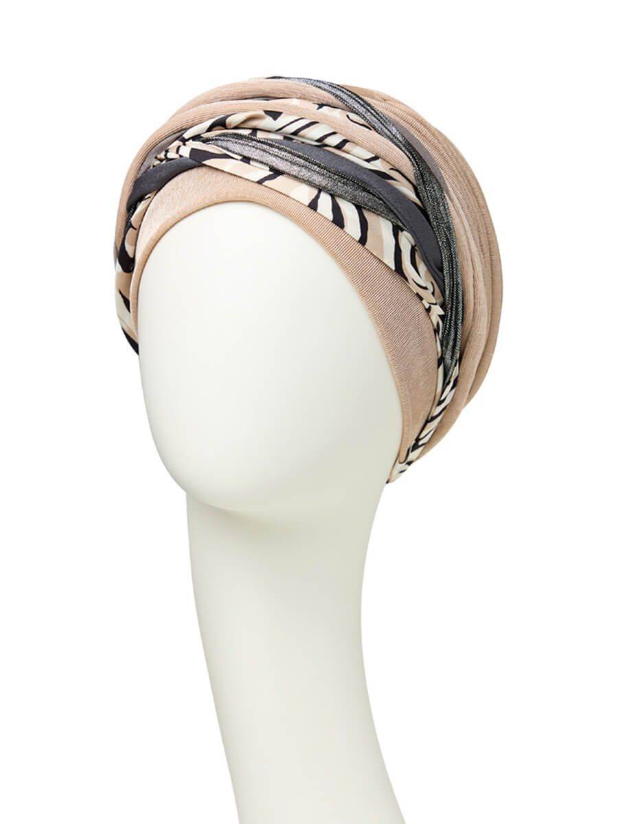 Scarlett- Boho Turban set, vzor Beige & Brown Zebra Mix