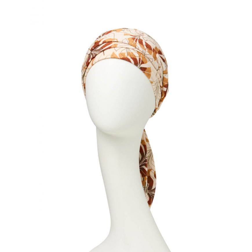 Beatrice Turban Vzor Beige Leafs