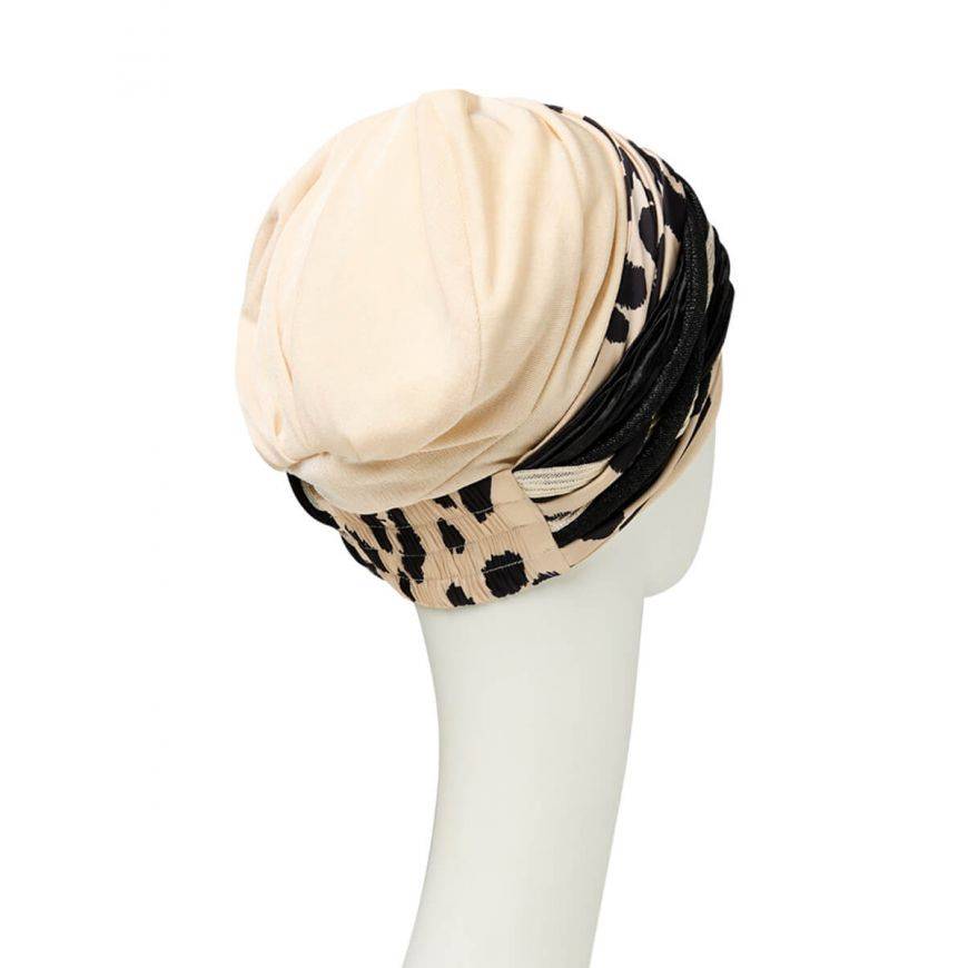 Scarlett- Boho Turban set, vzor Cream & Black Leo