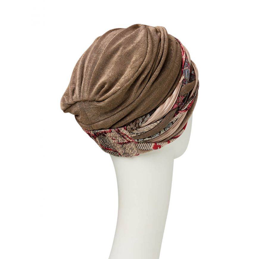 Scarlett- Boho Turban set, vzor Caramel & Flowerpot Mix